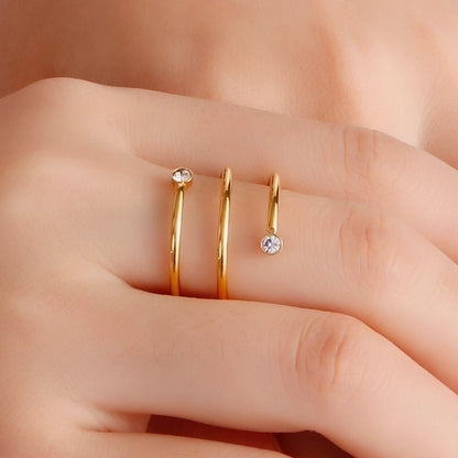 Jewelry Simple Style Geometric 304 Stainless Steel Zircon 18K Gold Plated Stainless Steel Rings
