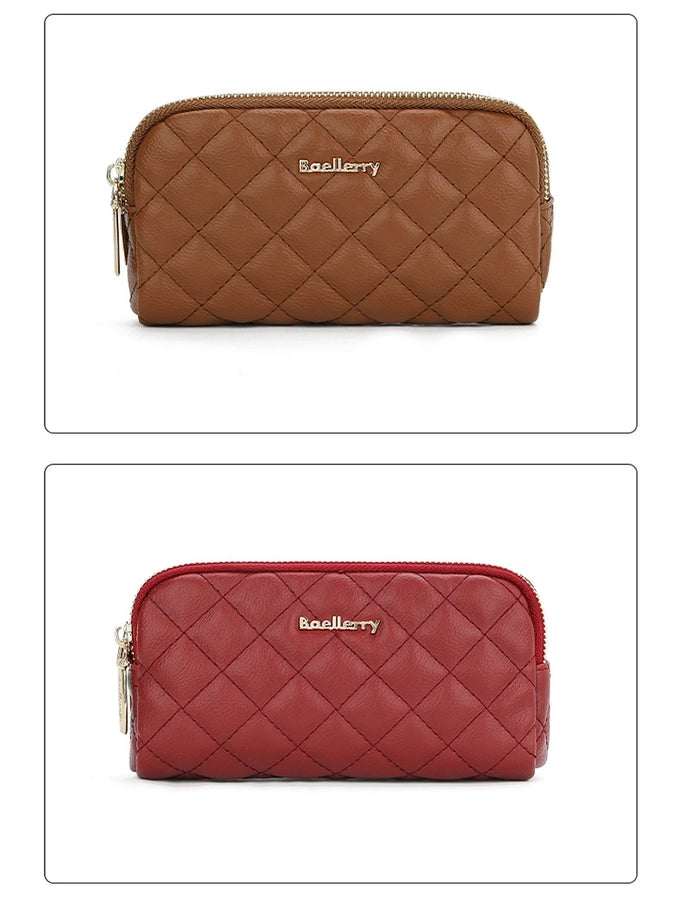 new women's long handbag Baellerry rhombus double zipper mobile phone wallet coin purse