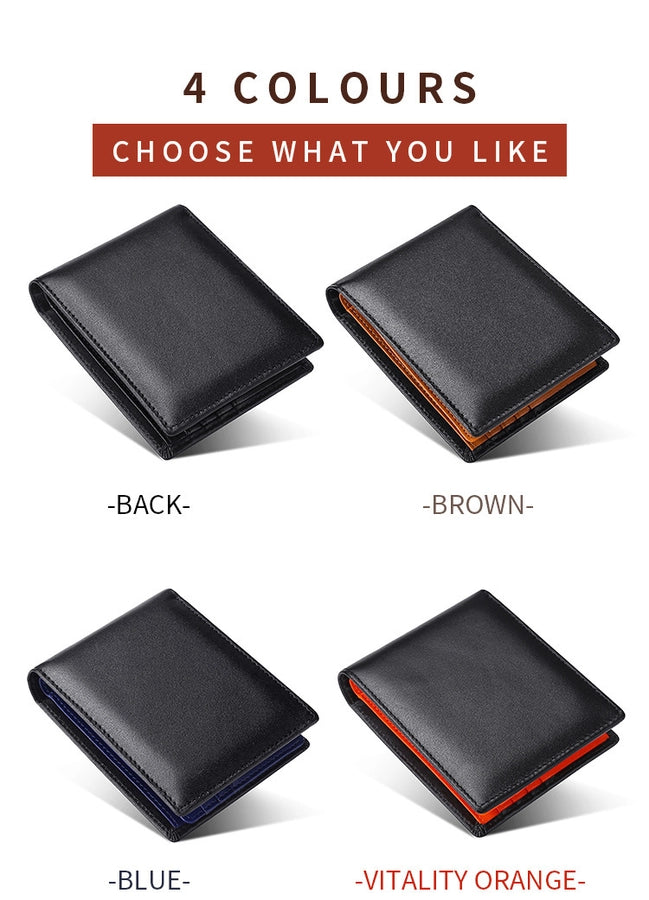 Supply Genuine Leather Men's Wallet Multi-function Coin Purse RFID Anti-theft Brush Short Cowhide Multi-card Wallet