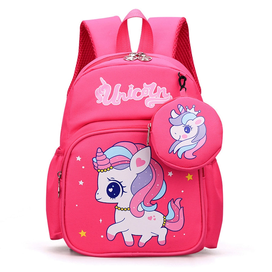 Pupils' Bag with Coin Purse Children's Printed Schoolbag Cute Cartoon Children's Ridge Protection Schoolbag