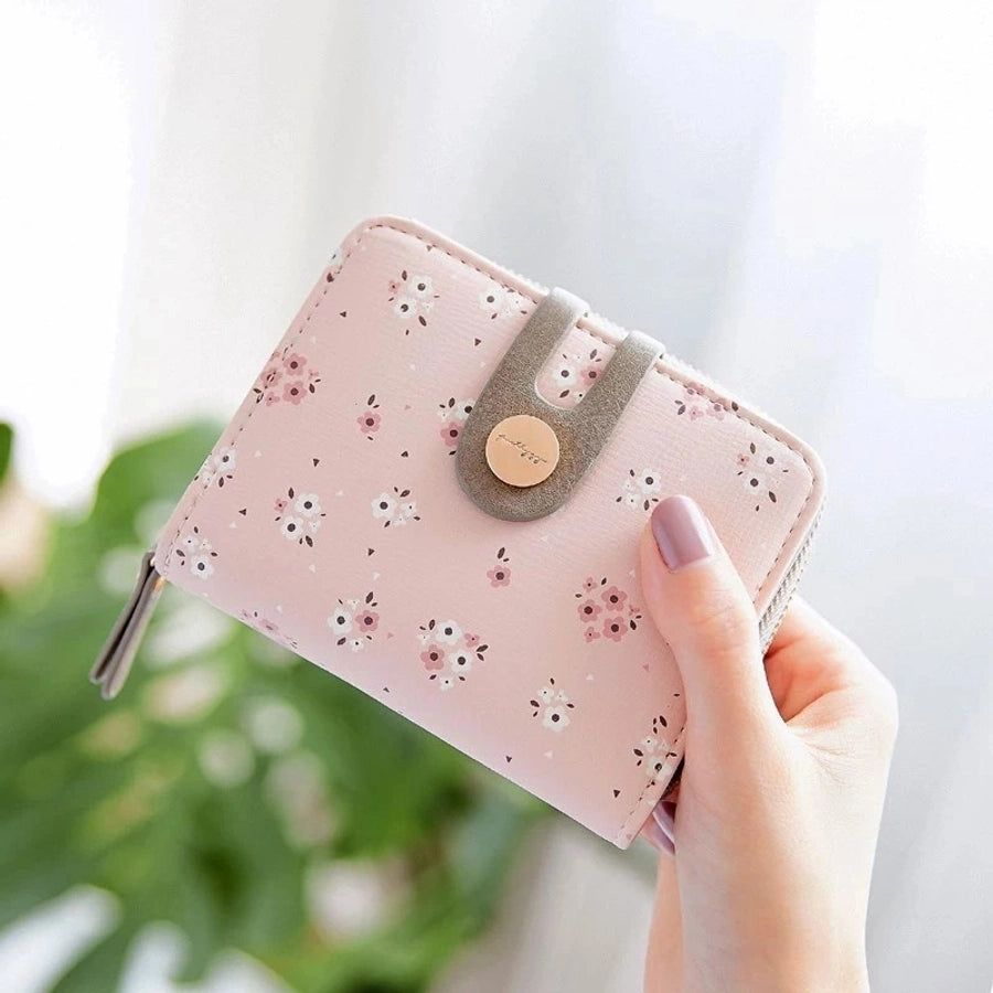 women's flower pu leather buckle wallets