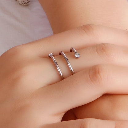 Jewelry Simple Style Geometric 304 Stainless Steel Zircon 18K Gold Plated Stainless Steel Rings