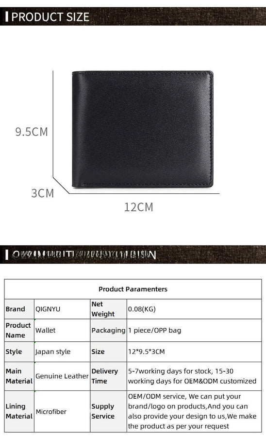 Supply Genuine Leather Men's Wallet Multi-function Coin Purse RFID Anti-theft Brush Short Cowhide Multi-card Wallet