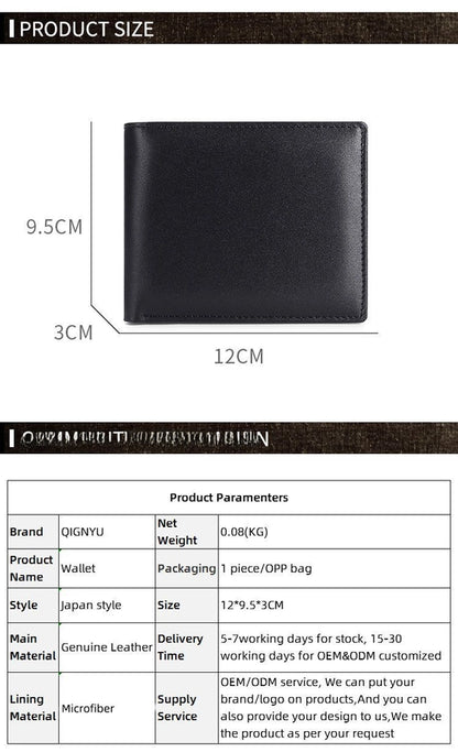 Supply Genuine Leather Men's Wallet Multi-function Coin Purse RFID Anti-theft Brush Short Cowhide Multi-card Wallet