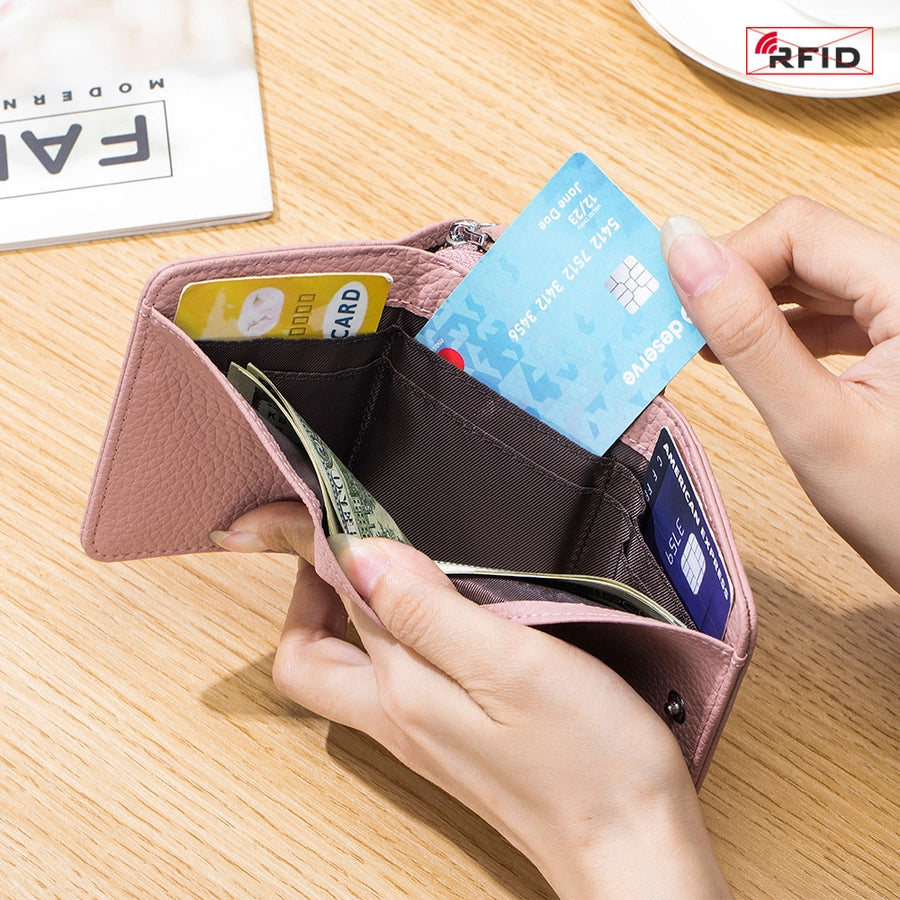 Women's Solid Color Leather Flip Cover Wallets