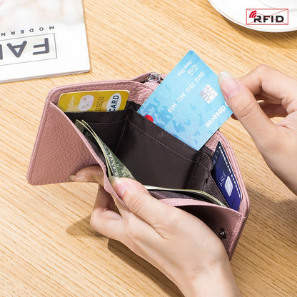 Women's Solid Color Leather Flip Cover Wallets