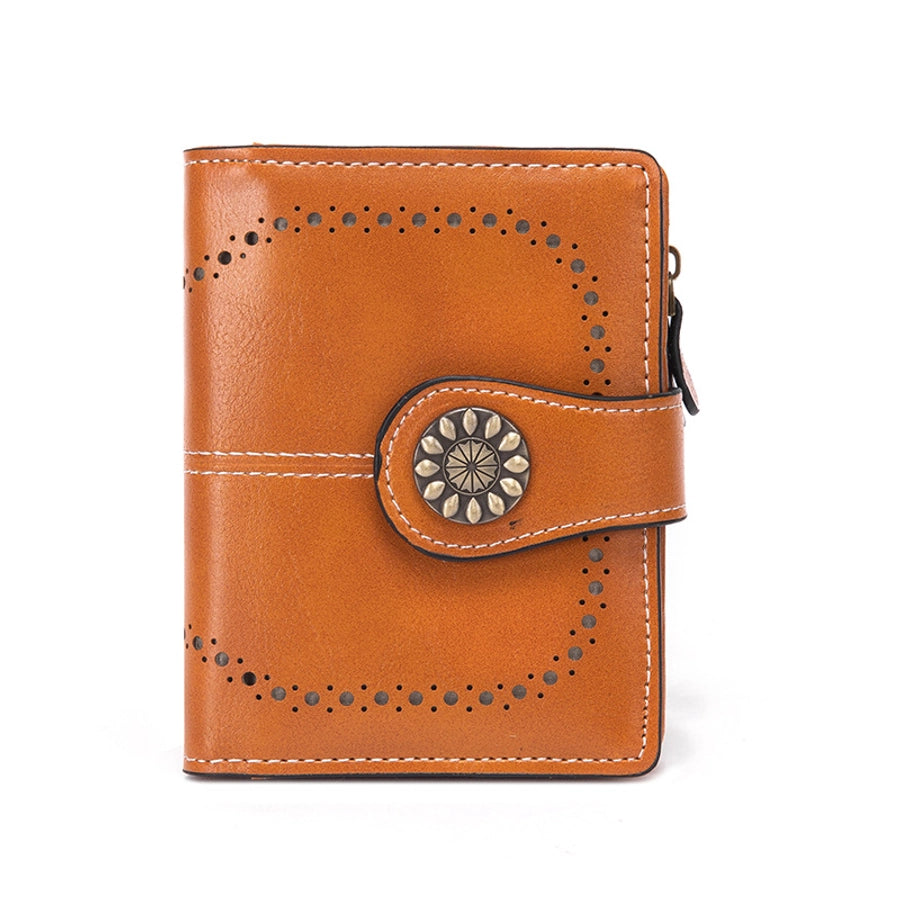 ladies short wallet RFID anti-theft brush wallet   oil wax leather multi-function coin purse
