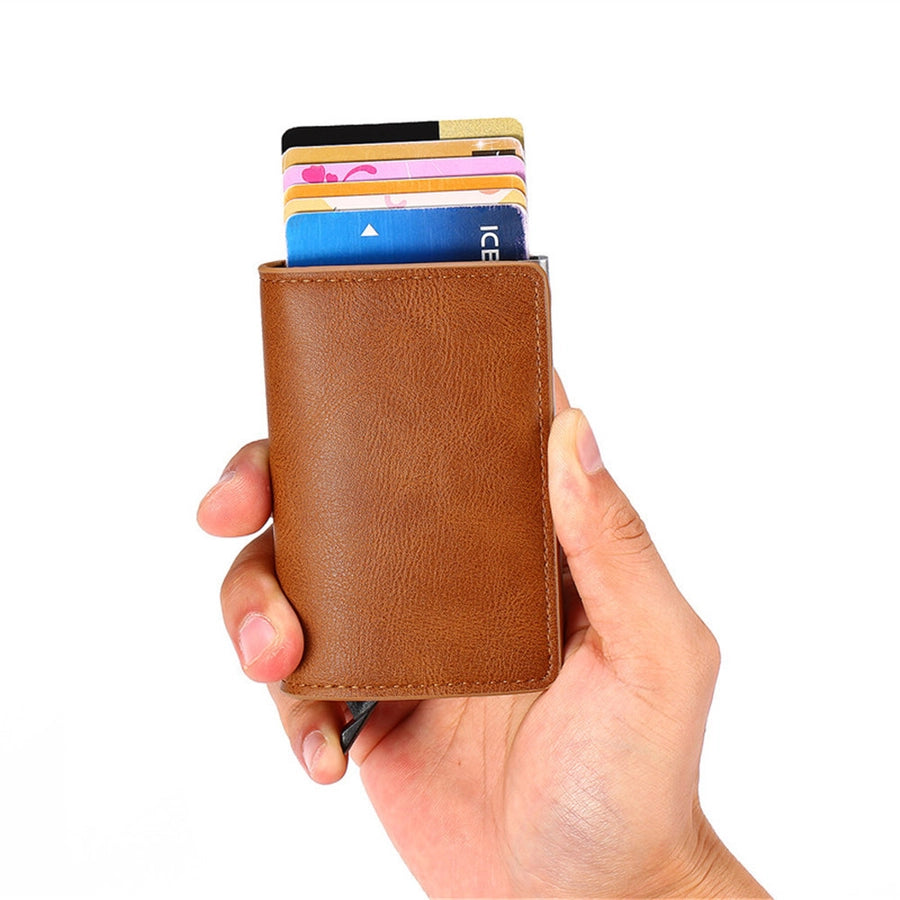 A generation of automatic card set anti-magnetic anti-theft brush credit card box  multi-functional coin purse aluminum alloy card bag