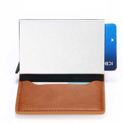 A generation of automatic card set anti-magnetic anti-theft brush credit card box  multi-functional coin purse aluminum alloy card bag