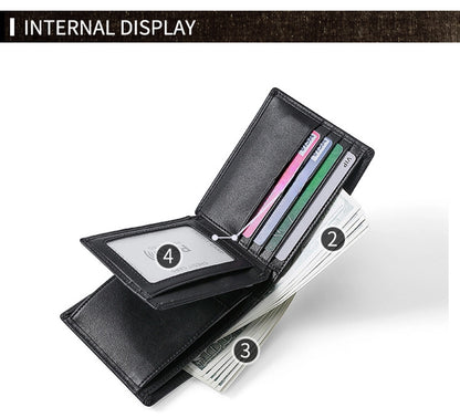 Supply Genuine Leather Men's Wallet Multi-function Coin Purse RFID Anti-theft Brush Short Cowhide Multi-card Wallet