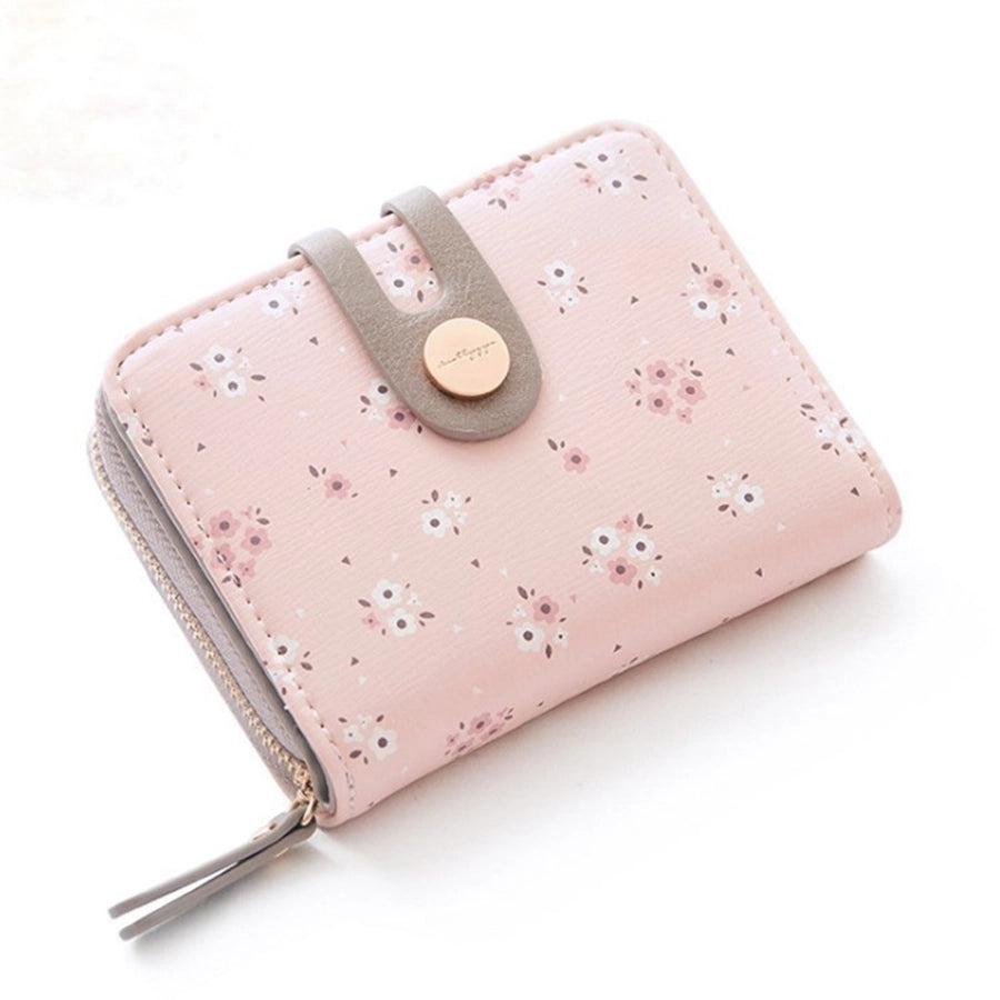 women's flower pu leather buckle wallets