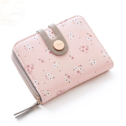 women's flower pu leather buckle wallets