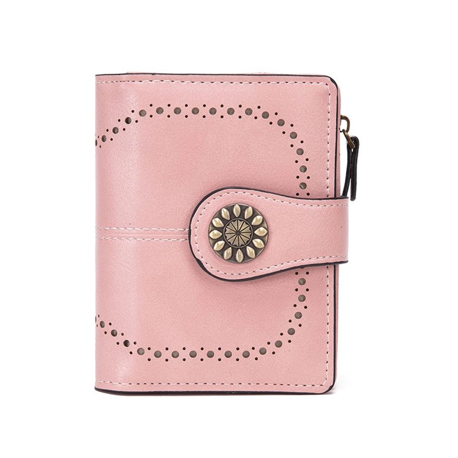 ladies short wallet RFID anti-theft brush wallet   oil wax leather multi-function coin purse