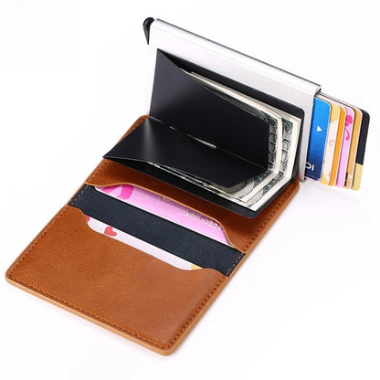 A generation of automatic card set anti-magnetic anti-theft brush credit card box  multi-functional coin purse aluminum alloy card bag
