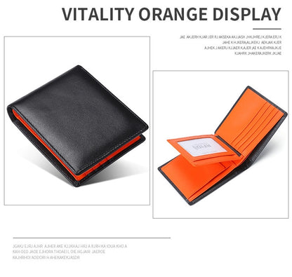 Supply Genuine Leather Men's Wallet Multi-function Coin Purse RFID Anti-theft Brush Short Cowhide Multi-card Wallet