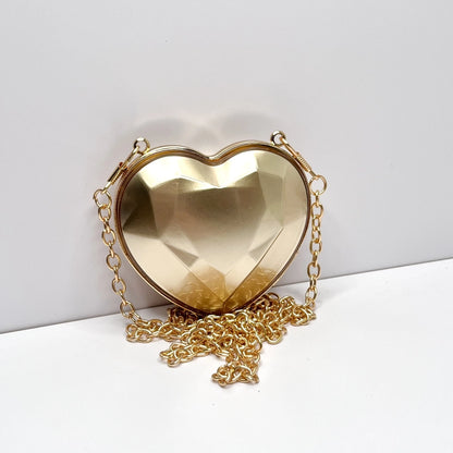 Silver Heart Black Heart Transparent Heart Arylic Solid Color Heart-shaped Evening Bags