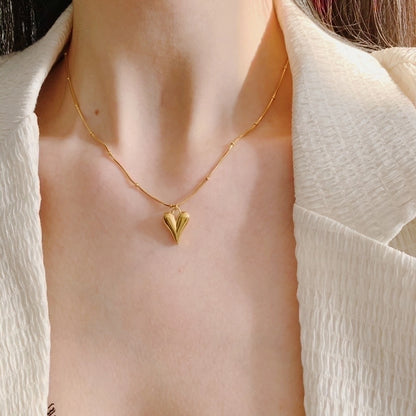 simple style heart shape titanium steel plating gold plated pendant necklace