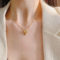 simple style heart shape titanium steel plating gold plated pendant necklace