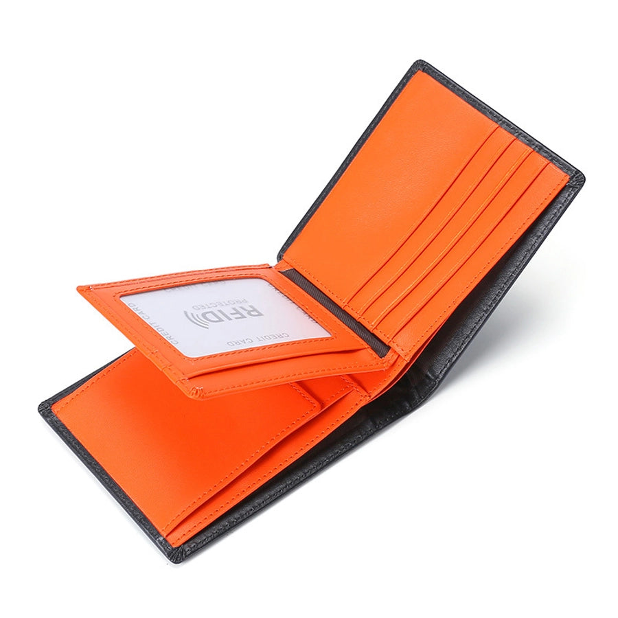 Supply Genuine Leather Men's Wallet Multi-function Coin Purse RFID Anti-theft Brush Short Cowhide Multi-card Wallet