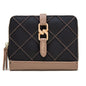 women's solid color lingge pu leather zipper wallets