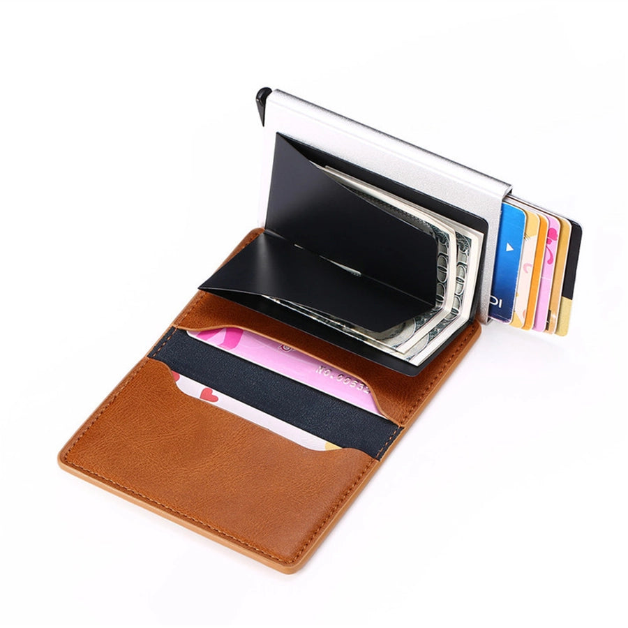 A generation of automatic card set anti-magnetic anti-theft brush credit card box  multi-functional coin purse aluminum alloy card bag