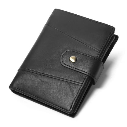 hot-selling leather short men's wallet large capacity cowhide card holder vintage RFID Multi-card coin purse