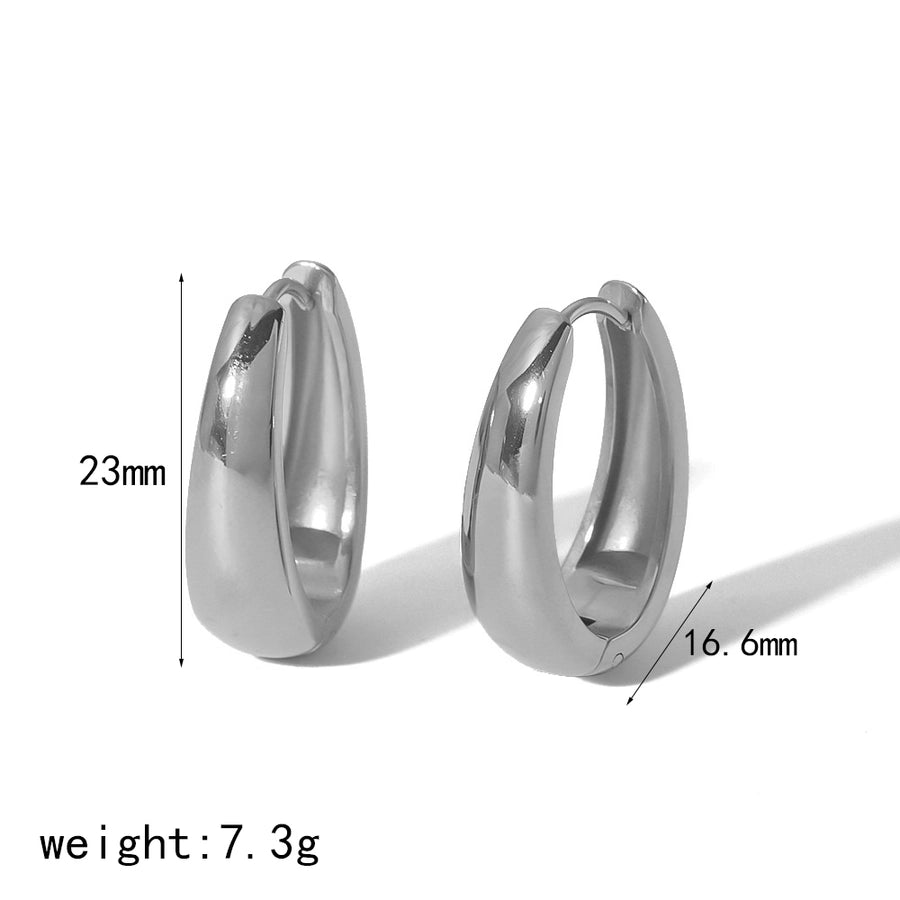1 Pair Elegant Simple Style Solid Color Polishing Plating 304 Stainless Steel 18K Gold Plated Earrings
