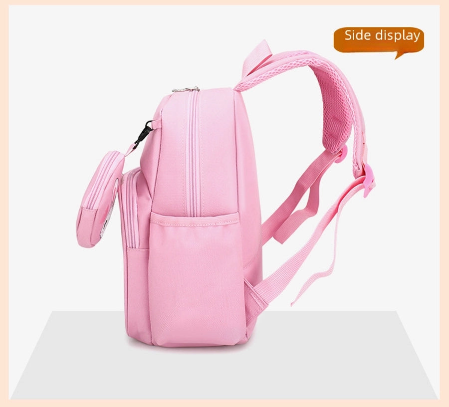 Pupils' Bag with Coin Purse Children's Printed Schoolbag Cute Cartoon Children's Ridge Protection Schoolbag