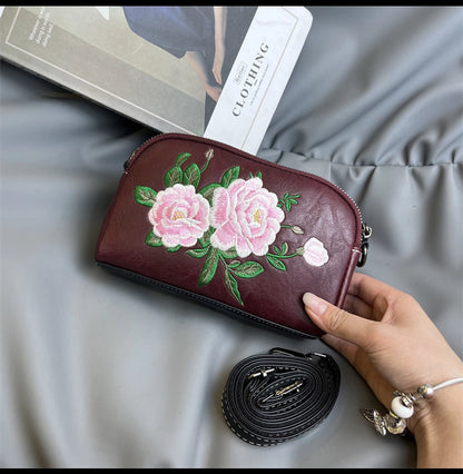 Mobile Coin Purse Women's Ethnic Embroidered Middle-aged Mother Bag Multi-compartment Chinese Style Shoulder Crossbody Clutch Bag