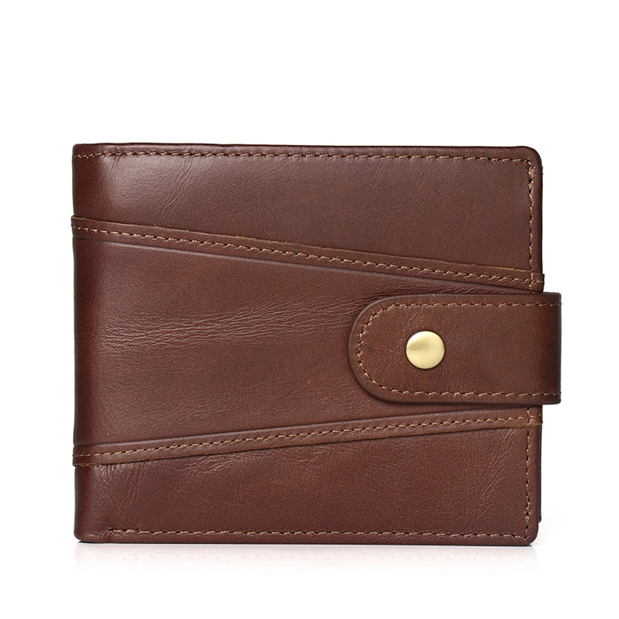 hot-selling leather short men's wallet large capacity cowhide card holder vintage RFID Multi-card coin purse