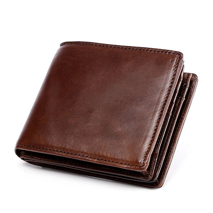 rfid men's short wallet ultra-thin student wallet genuine leather youth men's bag horizontal coin purse