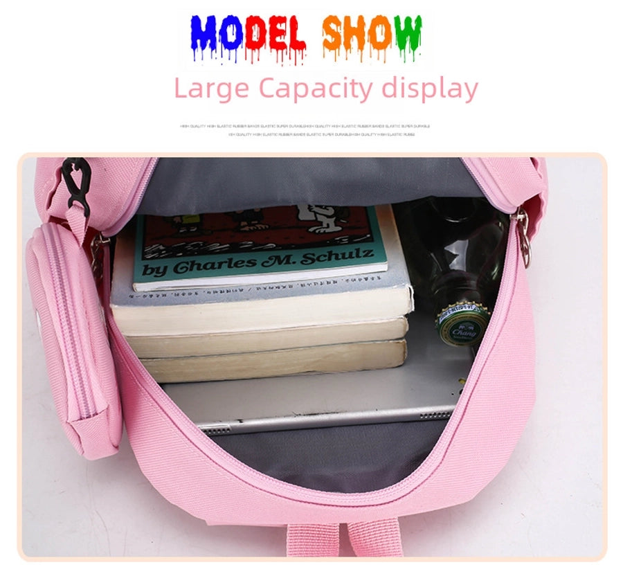 Pupils' Bag with Coin Purse Children's Printed Schoolbag Cute Cartoon Children's Ridge Protection Schoolbag