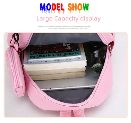 Pupils' Bag with Coin Purse Children's Printed Schoolbag Cute Cartoon Children's Ridge Protection Schoolbag