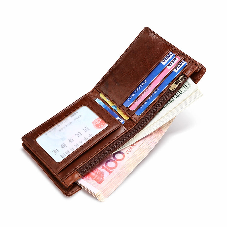 rfid men's short wallet ultra-thin student wallet genuine leather youth men's bag horizontal coin purse