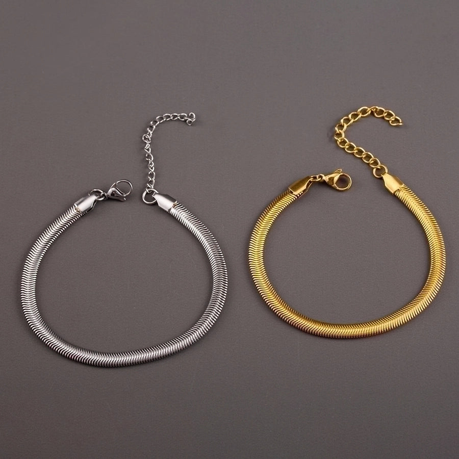 Casual Elegant Solid Color 304 Stainless Steel 18K Gold Plated Bracelets In Bulk