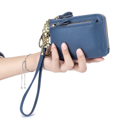 Unisex Solid Color Leather Side Zipper Coin Purses