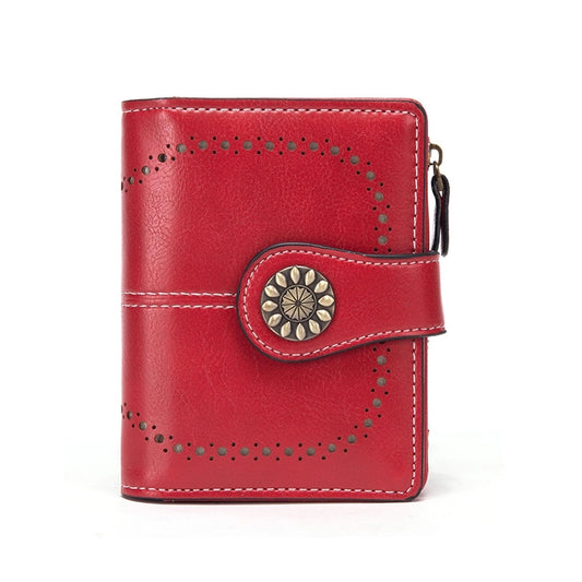 ladies short wallet RFID anti-theft brush wallet   oil wax leather multi-function coin purse