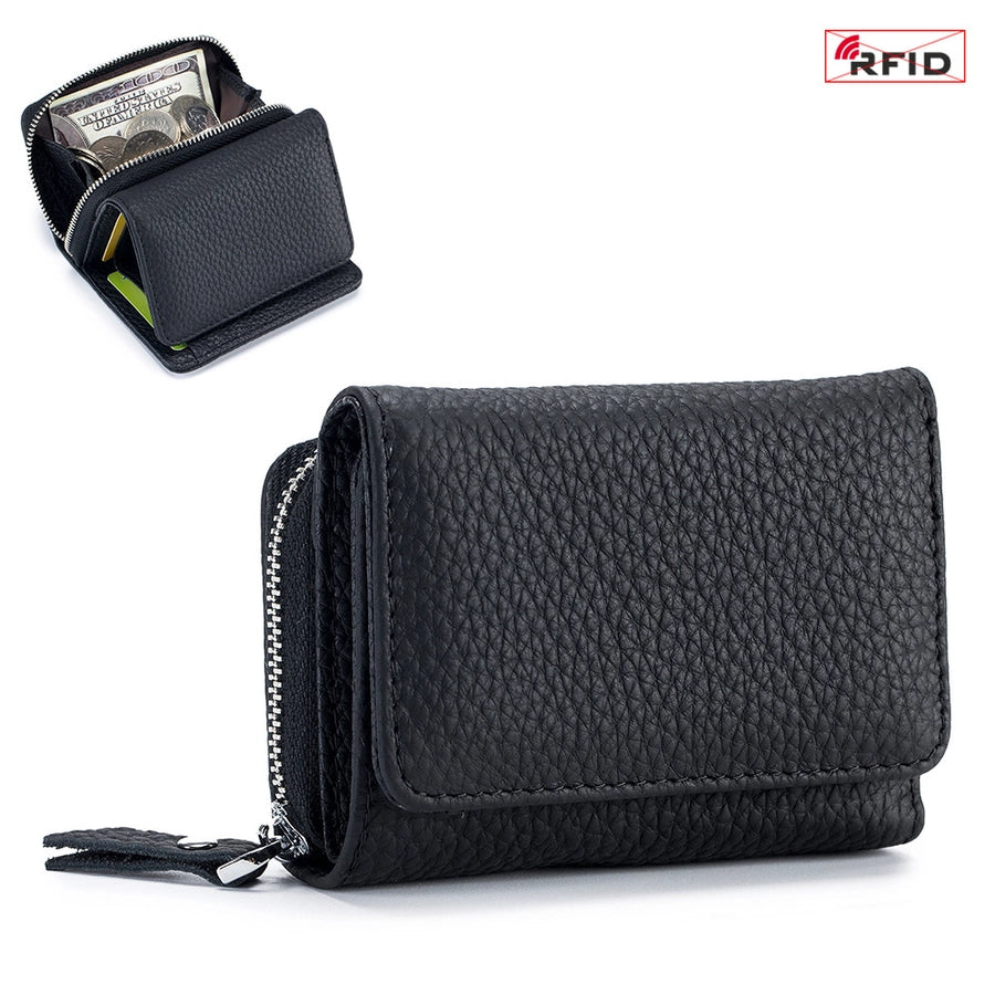 Women's Solid Color Leather Flip Cover Wallets