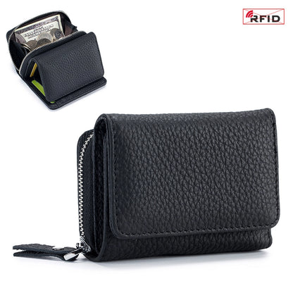 Women's Solid Color Leather Flip Cover Wallets