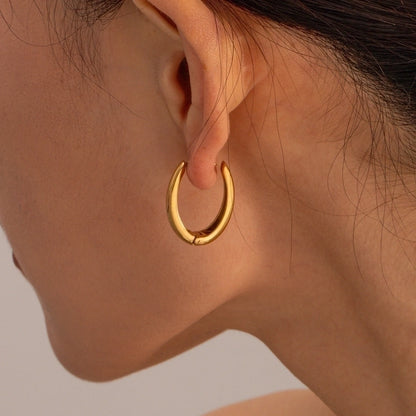 1 Pair Elegant Simple Style Solid Color Polishing Plating 304 Stainless Steel 18K Gold Plated Earrings