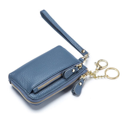 Unisex Solid Color Leather Side Zipper Coin Purses