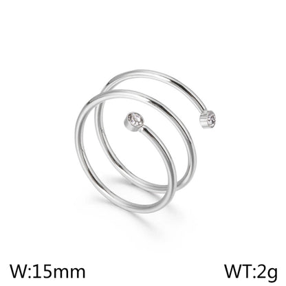 Jewelry Simple Style Geometric 304 Stainless Steel Zircon 18K Gold Plated Stainless Steel Rings