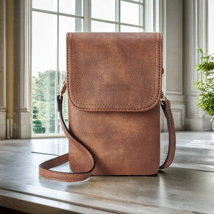 Women's Pu Leather Square Vintage Style Classic Style Square Flip Cover passport holder Crossbody Bag Coin Purse