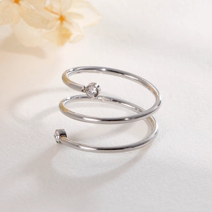 Jewelry Simple Style Geometric 304 Stainless Steel Zircon 18K Gold Plated Stainless Steel Rings