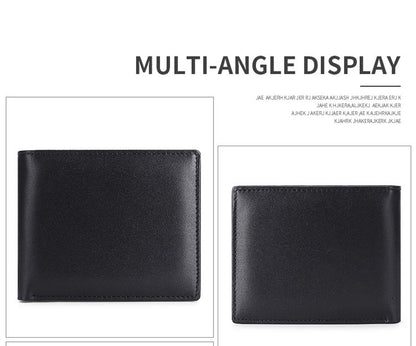 Supply Genuine Leather Men's Wallet Multi-function Coin Purse RFID Anti-theft Brush Short Cowhide Multi-card Wallet
