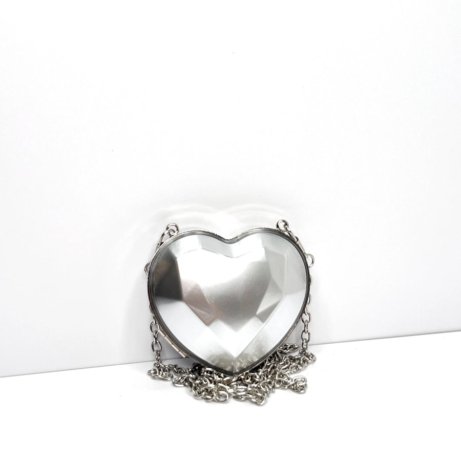 Silver Heart Black Heart Transparent Heart Arylic Solid Color Heart-shaped Evening Bags