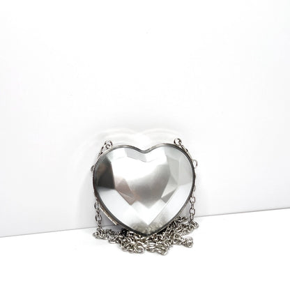 Silver Heart Black Heart Transparent Heart Arylic Solid Color Heart-shaped Evening Bags