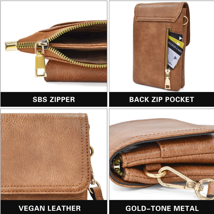 Women's Pu Leather Square Vintage Style Classic Style Square Flip Cover passport holder Crossbody Bag Coin Purse