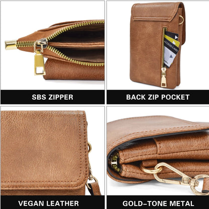 Women's Pu Leather Square Vintage Style Classic Style Square Flip Cover passport holder Crossbody Bag Coin Purse