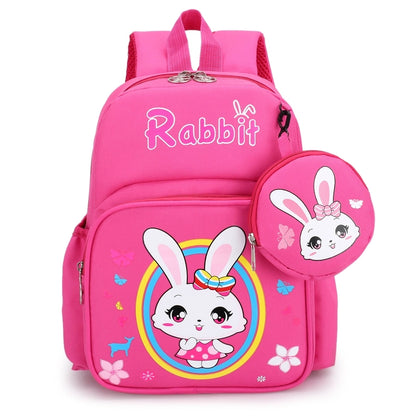 Pupils' Bag with Coin Purse Children's Printed Schoolbag Cute Cartoon Children's Ridge Protection Schoolbag